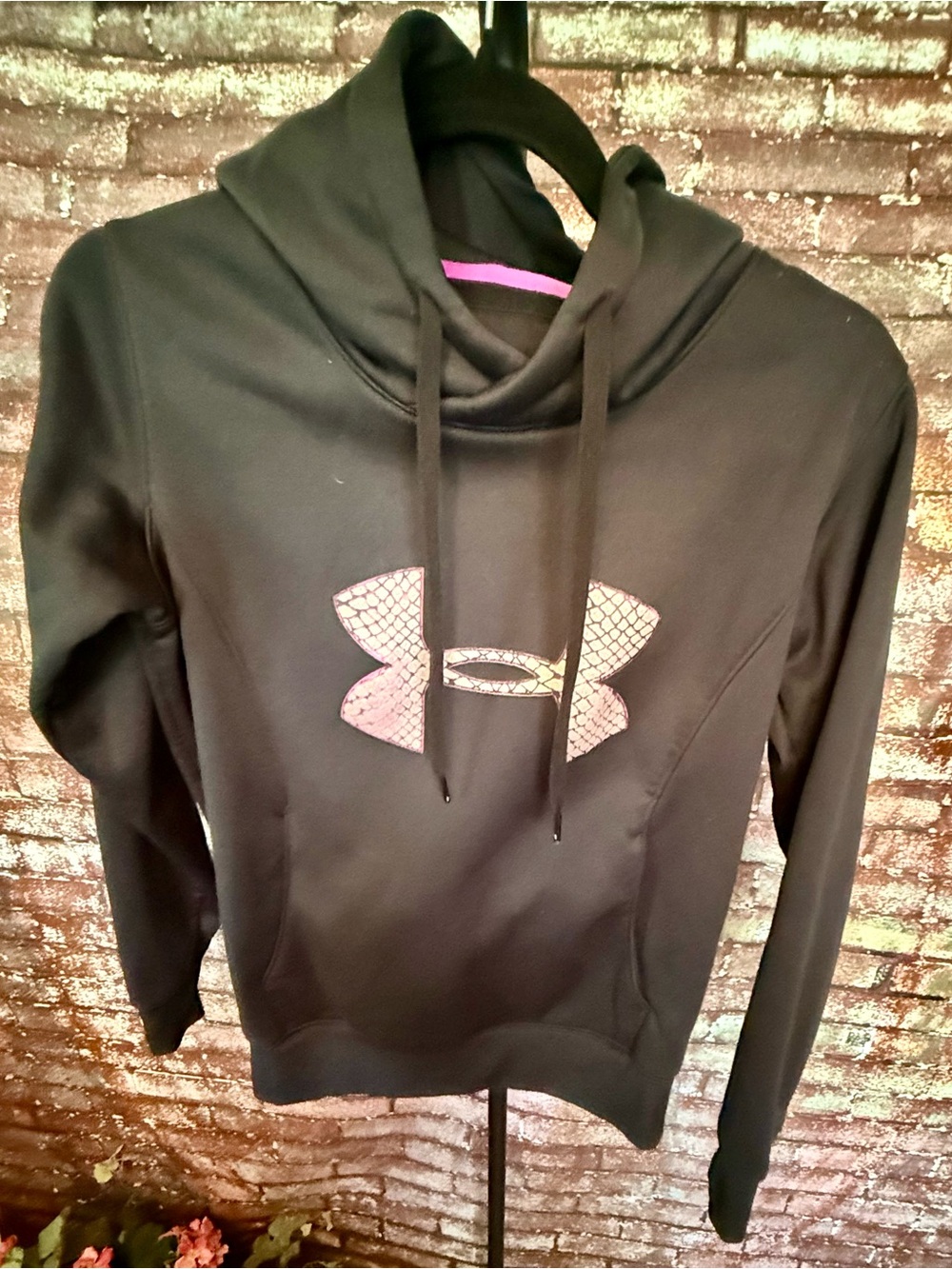 Under Armour Black Hoodie with White Interior Printing